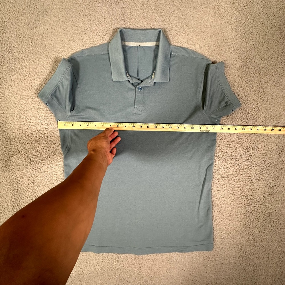 Lululemon Shirt Mens Large Blue Live In Practice Pique Polo Golf Casual Preppy - Picture 7 of 10